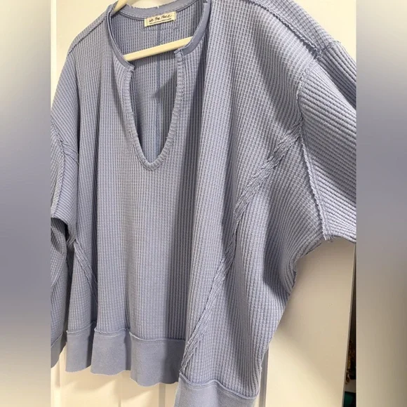 Free People, We The Free Lavender Waffle Knit Top - Picture 2 of 6